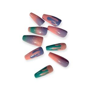 Colorful Glitter Ombre Acrylic Nail Set